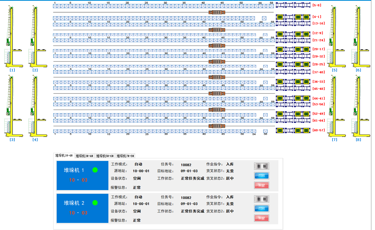 WCS 设备监控:堆垛机群实时状态
